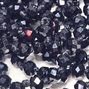 1920' ANTIQUE FRENCH JET BLACK HAND KNOTTED FLAPPER NECKLACE